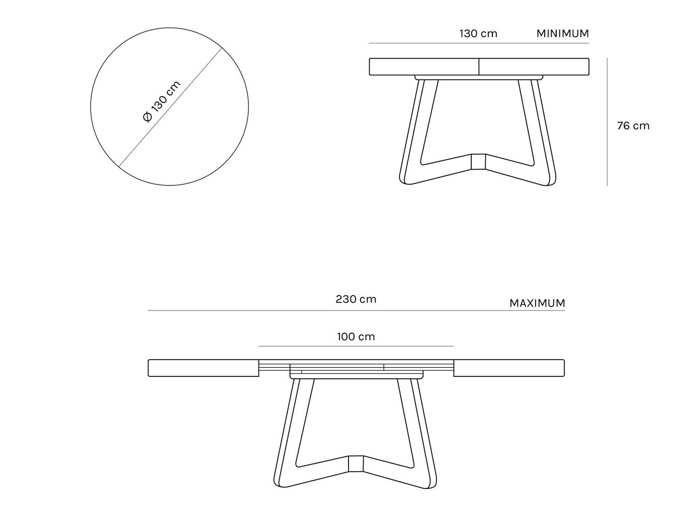 Asztal Beckley 130 (Fekete tölgy)