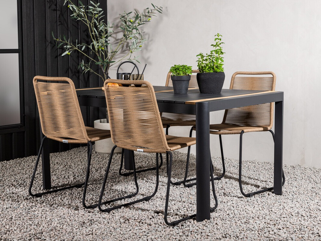 Asztal és szék garnitúra Dallas 4671 (Fekete)