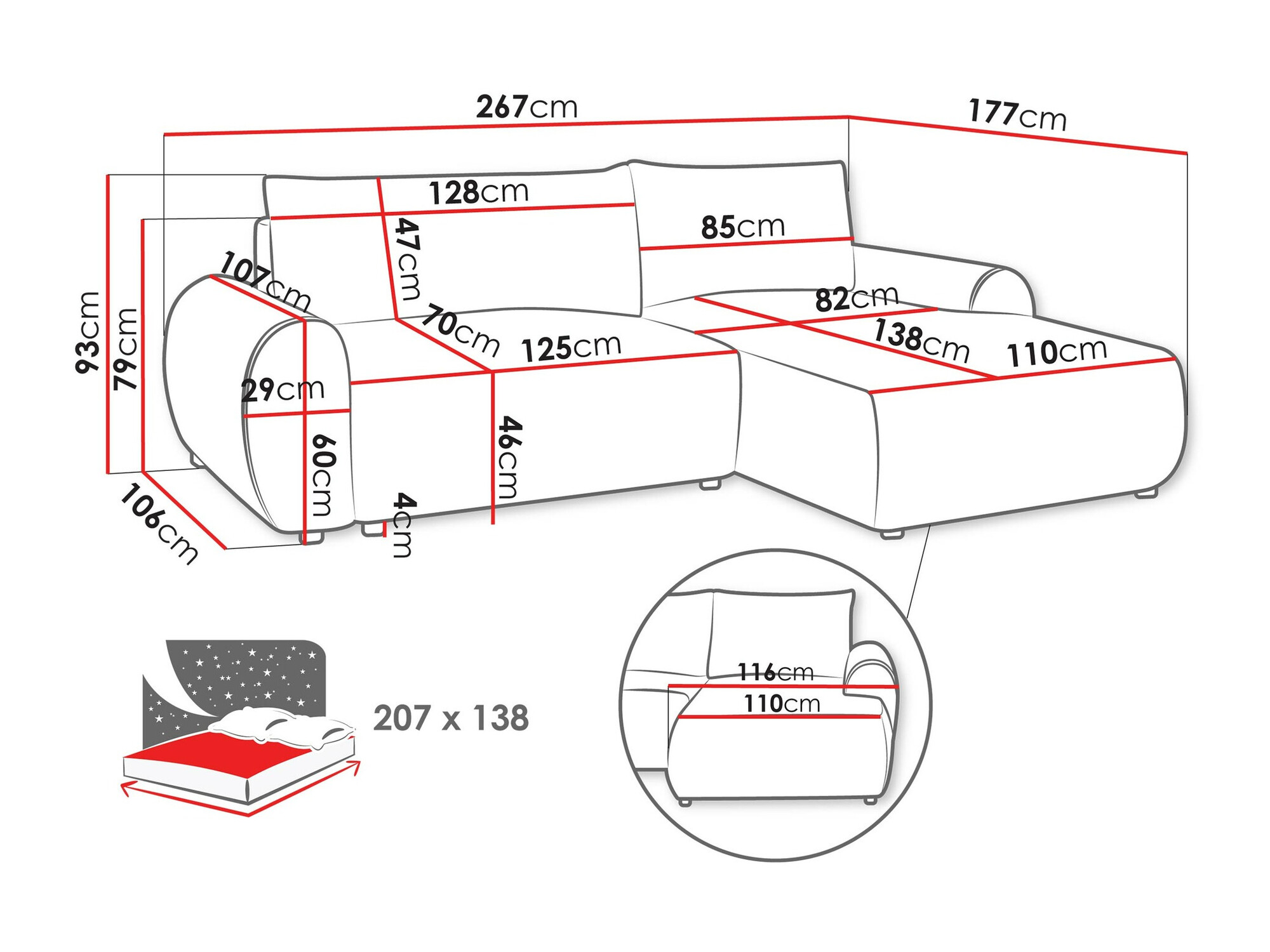 Sarokkanapé TrendyNest Strigina (Tilia 86)