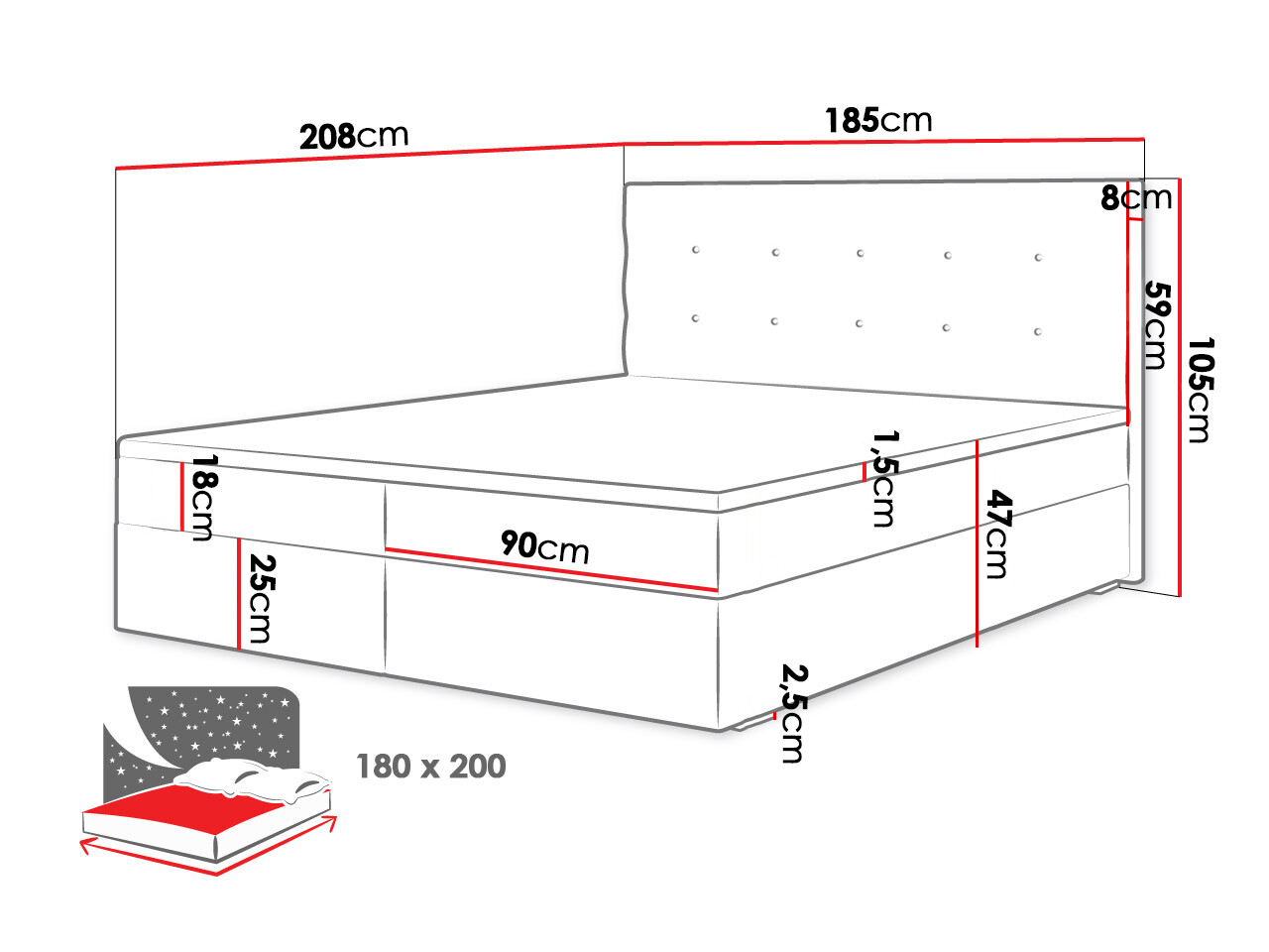 Kontinentális ágy Memphis 114 (Rico 18)