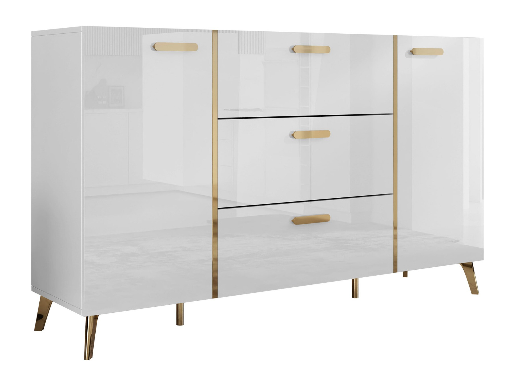 Komód Comfivo Capella I (Fehér + Fényes fehér)