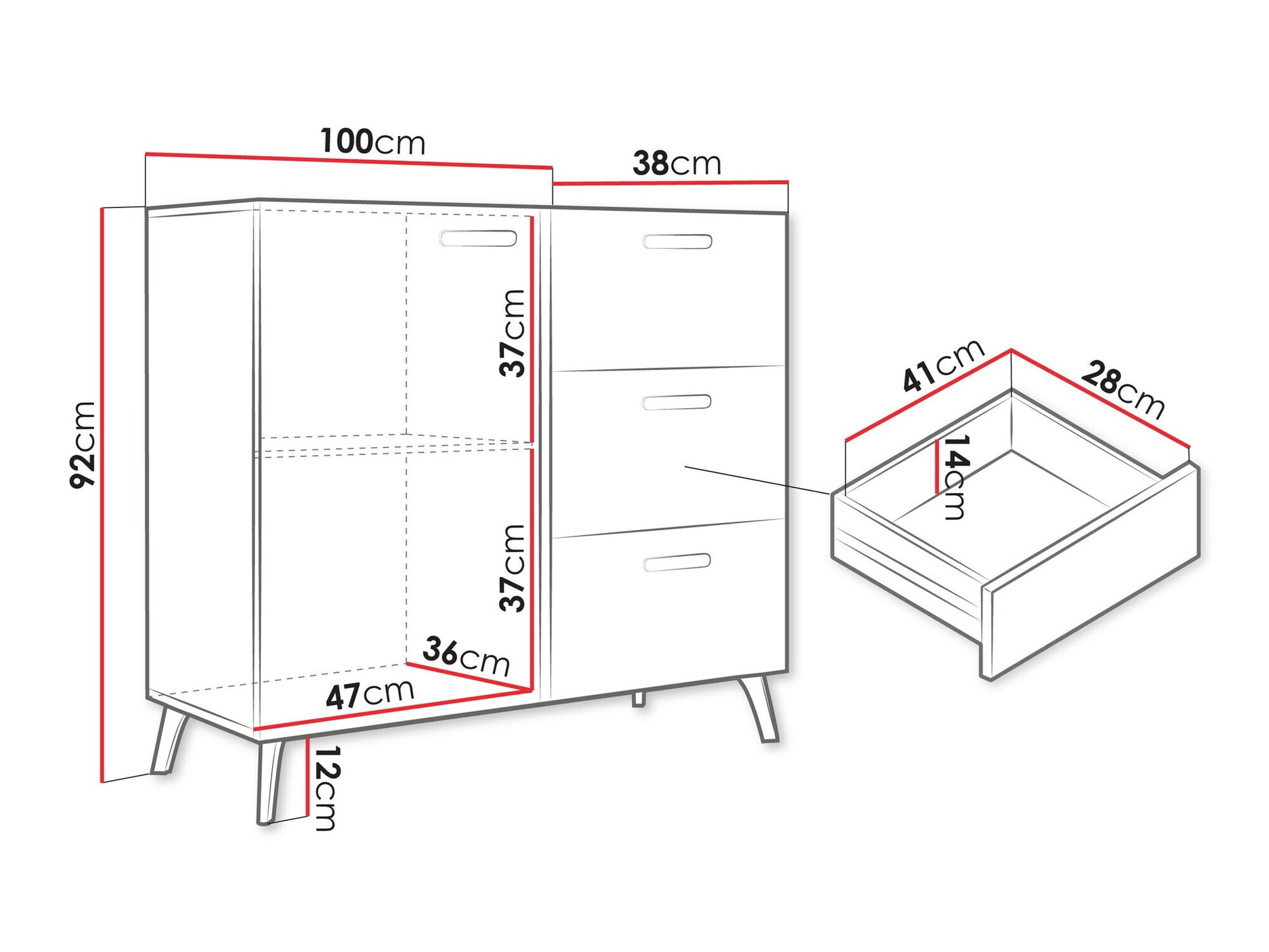 Komód Comfivo Teslomo 108 (Fehér + Fényes fehér)