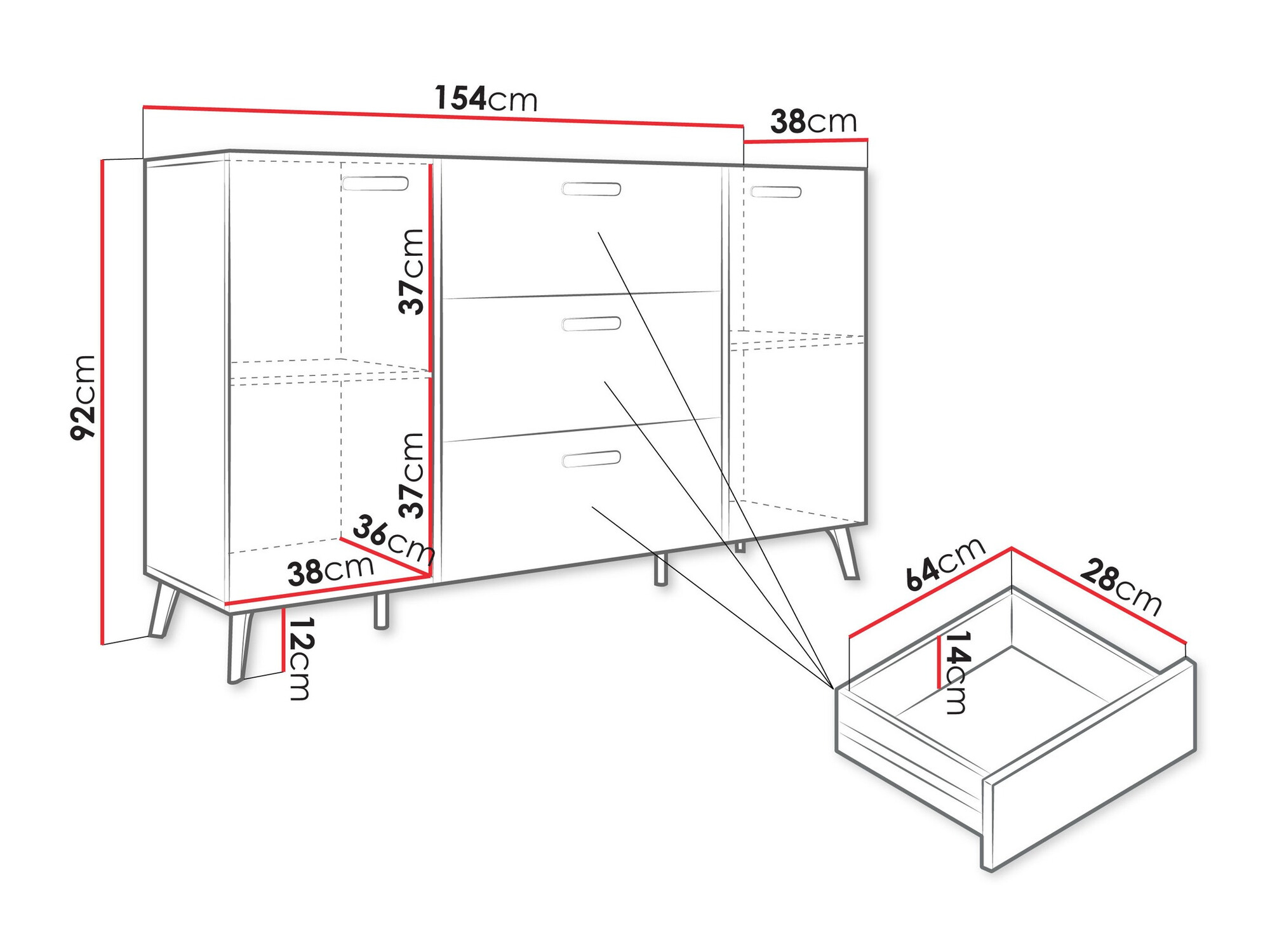 Komód Comfivo Teslomo 109 (Fehér + Fényes fehér)