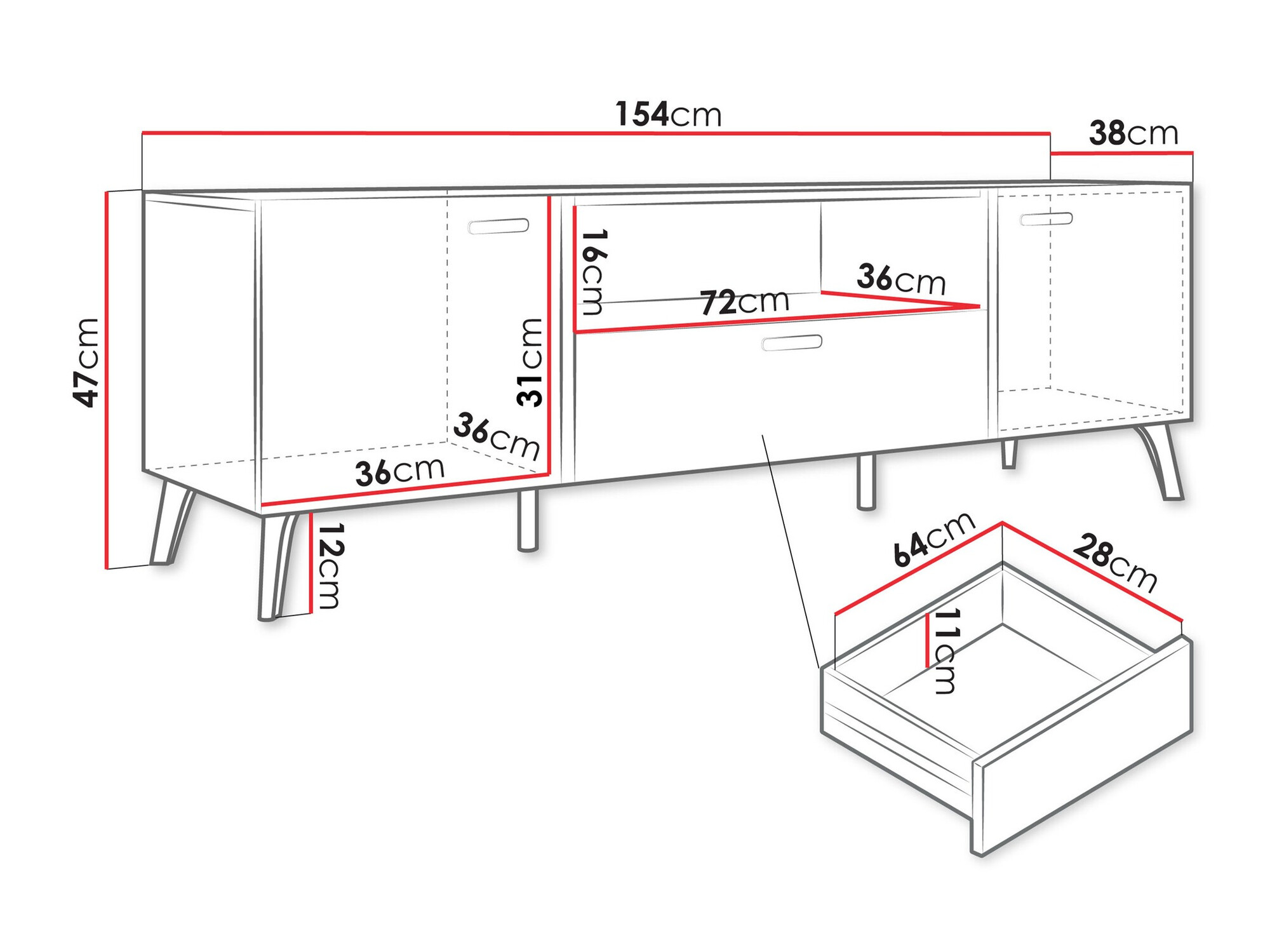 TV-állvány Comfivo Teslomo 113 (Fehér + Fényes fehér)