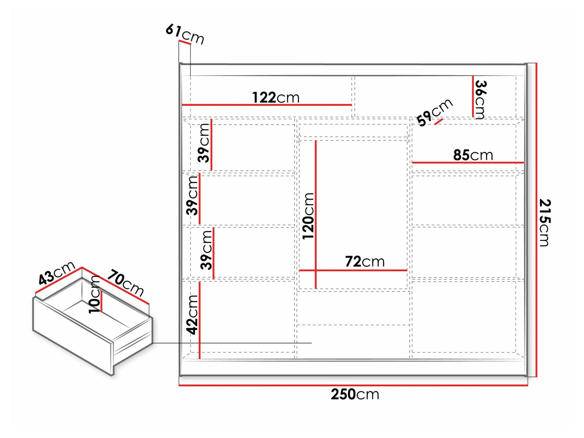 Gardróbszekrény Honolulu 194 (250 cm)