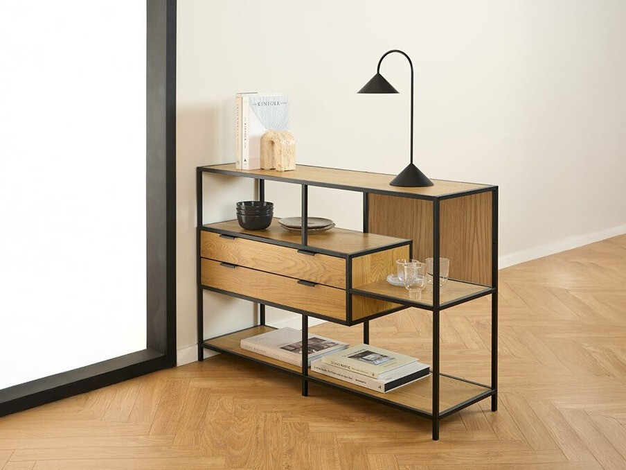 Könyvespolc Norsica Sevferi 183 (Fekete + Vad tölgy)