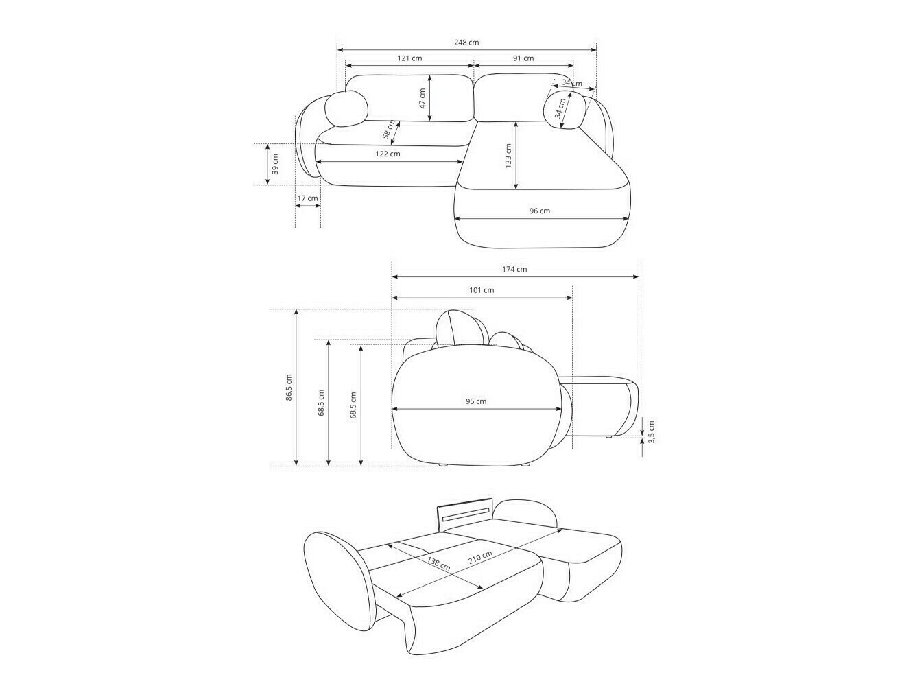 Sarokkanapé Kingston 140 (Abriamo 3)