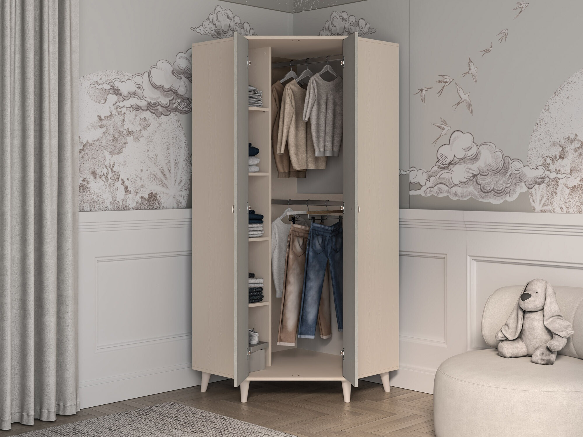 Sarokszekrény Tortoli 100 (Szürke)