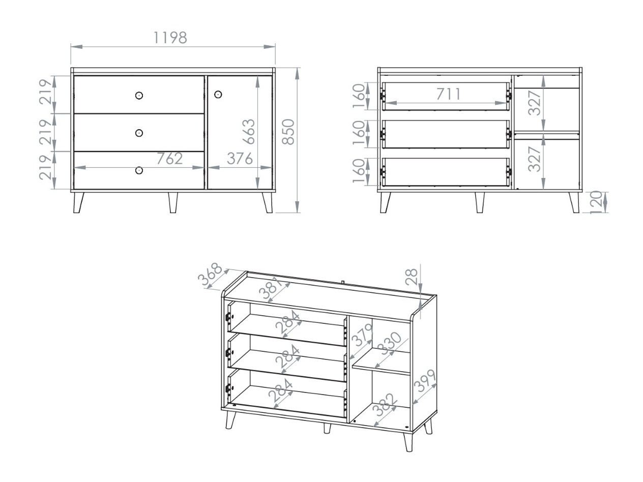Komód Tortoli 104 (Szürke)