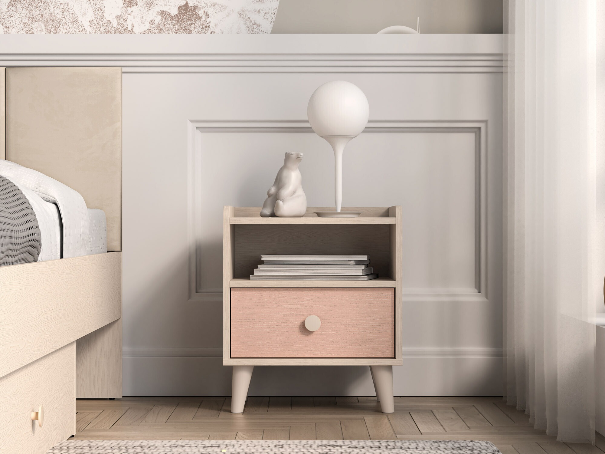 Éjjeliszekrény Tortoli 108 (Rózsaszín)