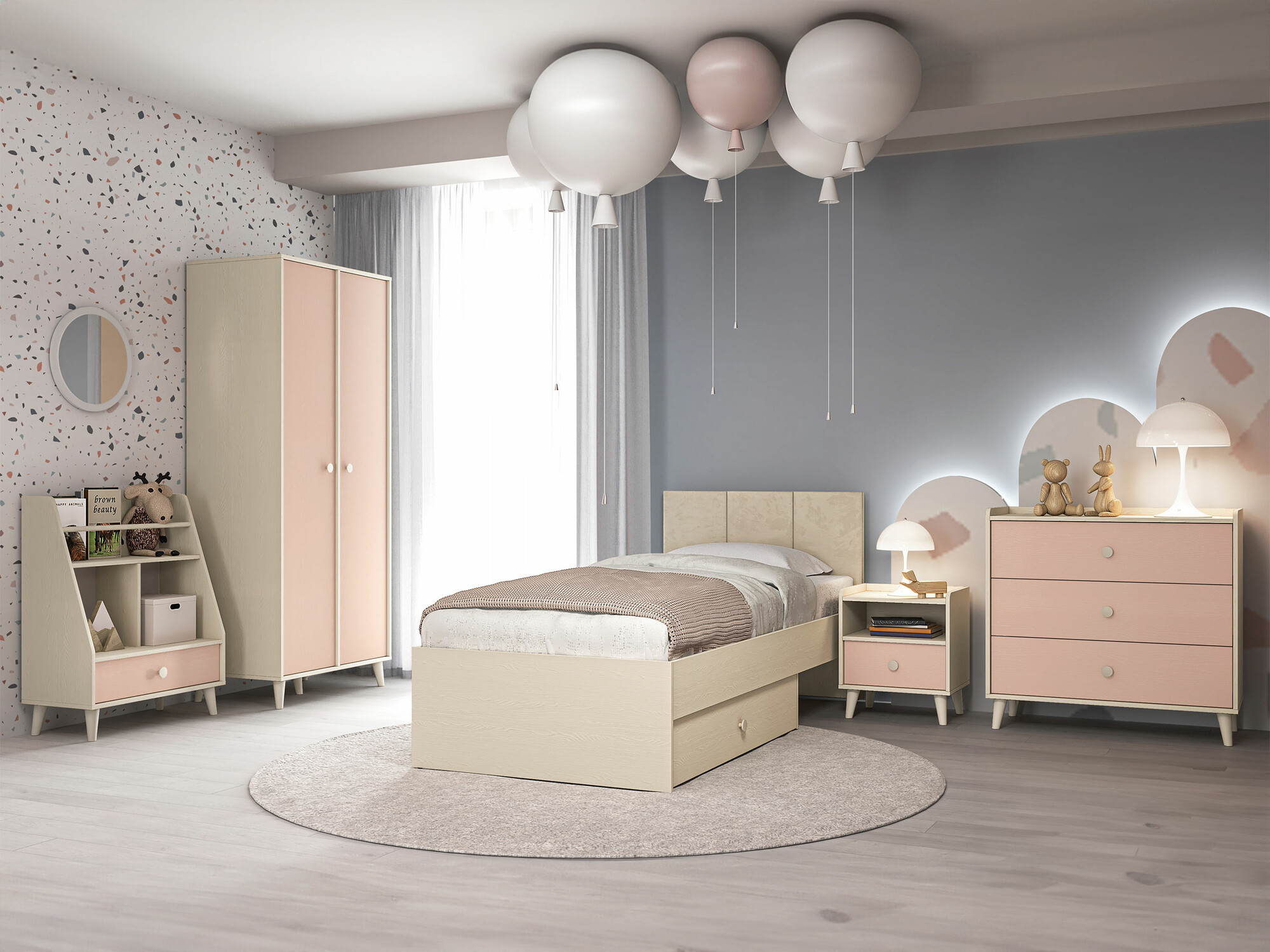 Könyvespolc Tortoli 107 (Rózsaszín)