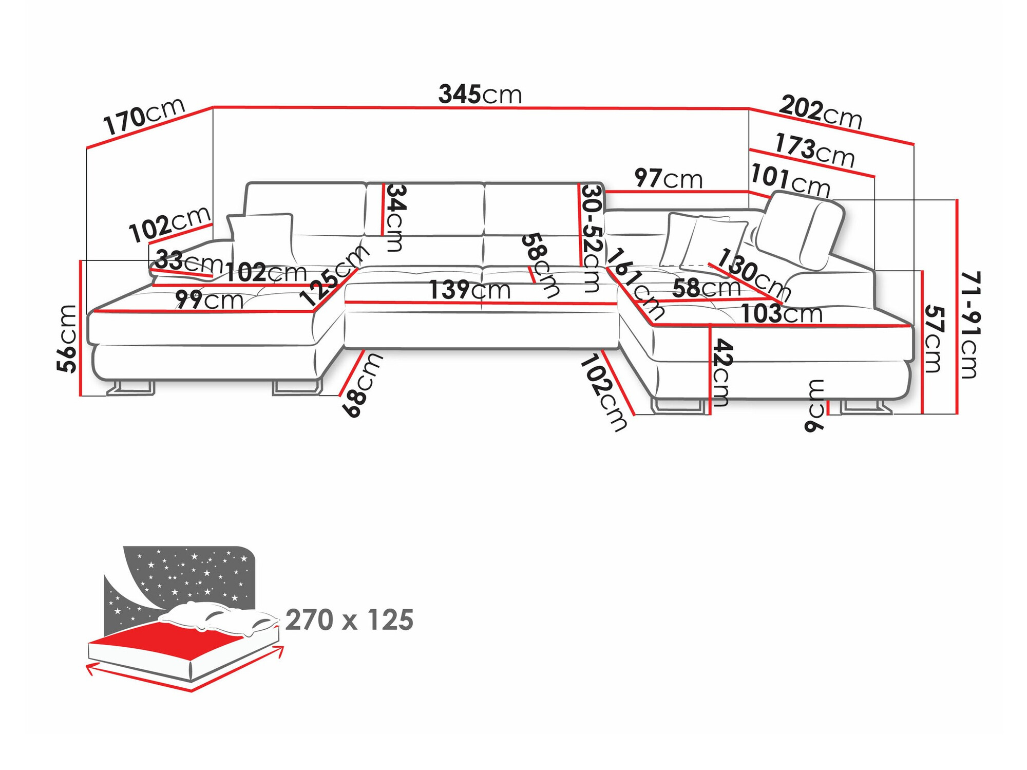 Sarokkanapé Comfivo Ruta IV (Soft 017 + Lux 05)