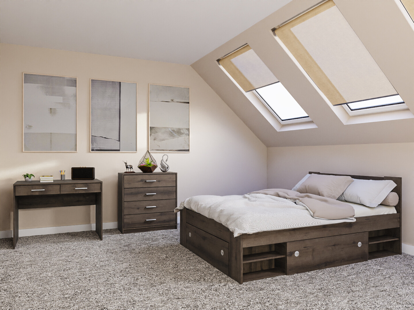 Hálószoba garnitúra Novsore 155 (Sötét tölgy)