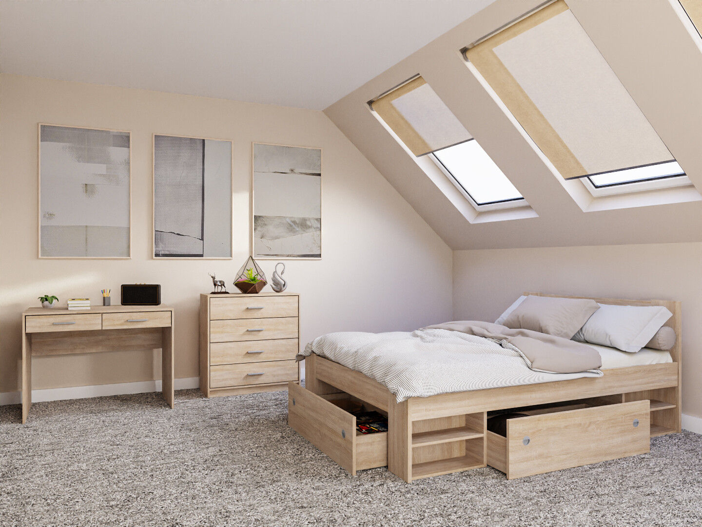 Hálószoba garnitúra Novsore 155 (Sonoma tölgy)