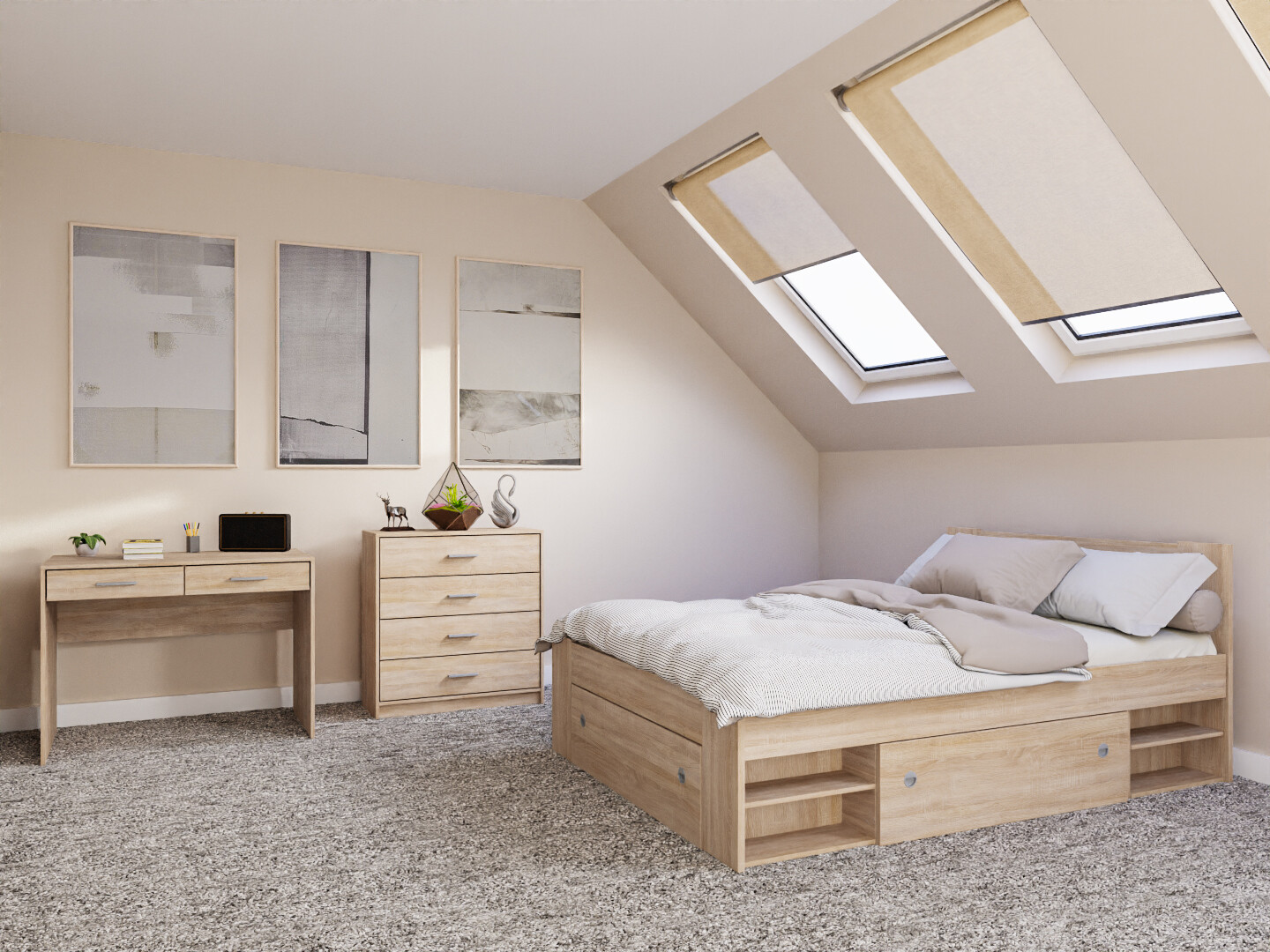 Hálószoba garnitúra Novsore 155 (Sonoma tölgy)