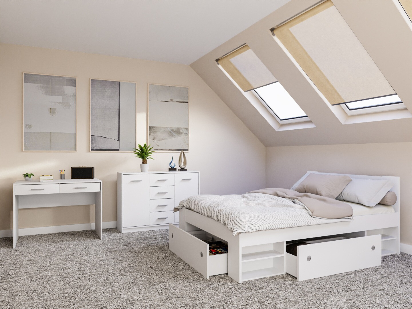 Hálószoba garnitúra Novsore 156 (Fehér)