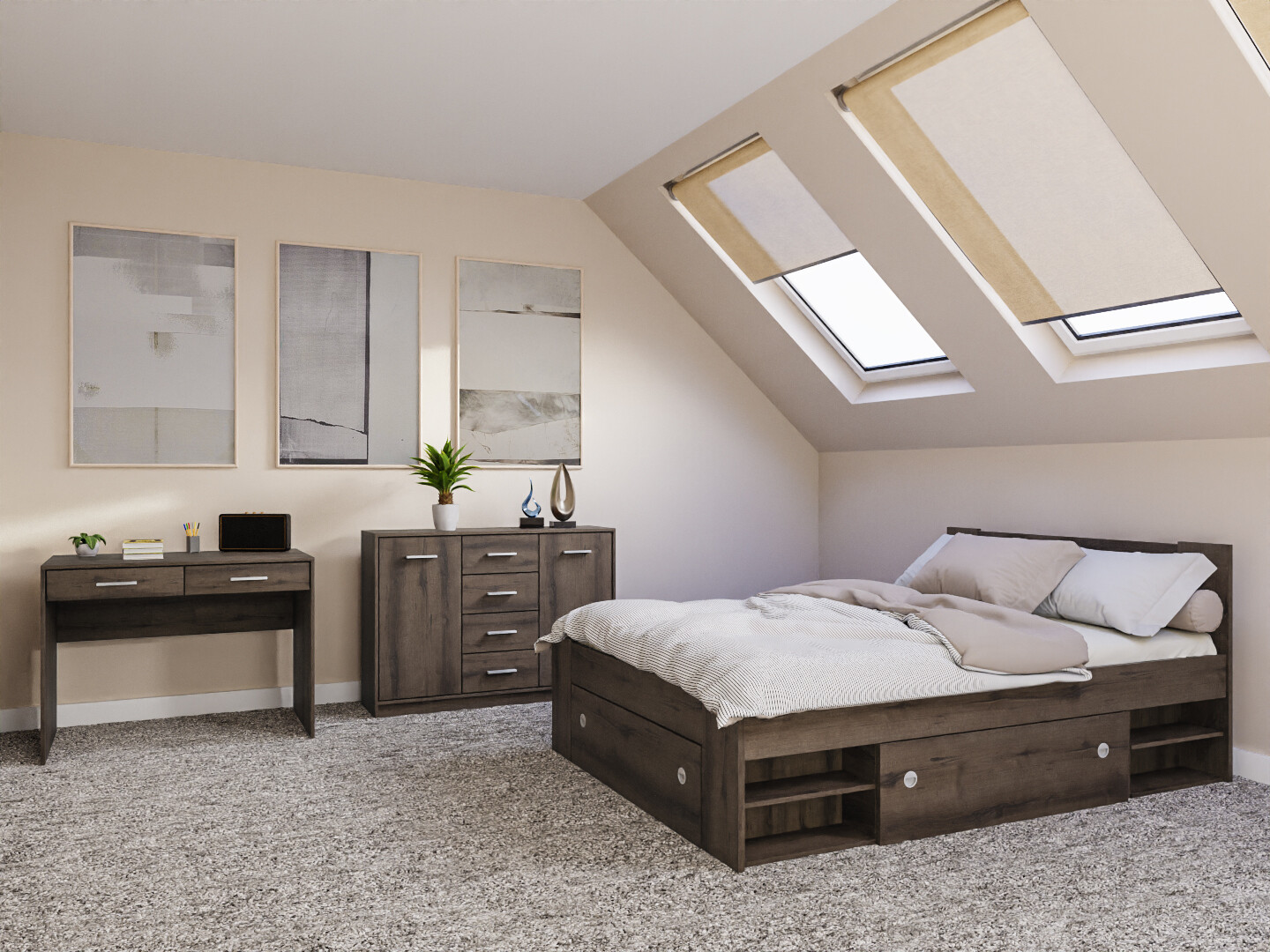 Hálószoba garnitúra Novsore 156 (Sötét tölgy)