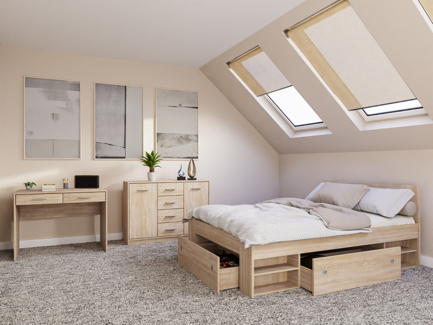 Hálószoba garnitúra Novsore 156 (Sonoma tölgy)