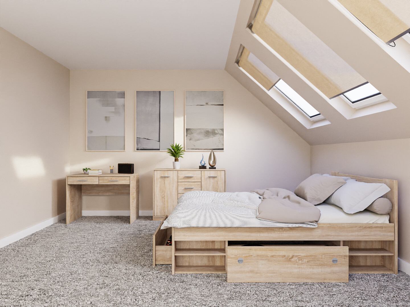 Hálószoba garnitúra Novsore 156 (Sonoma tölgy)