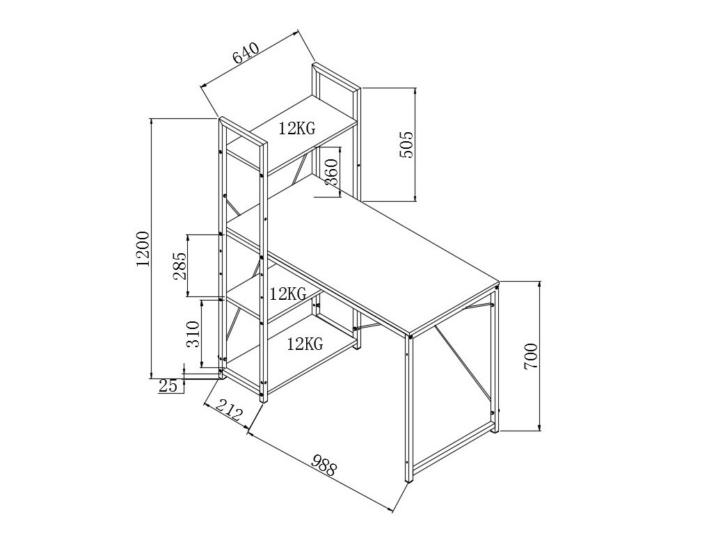 Íróasztal Houston 1888 (Sonoma tölgy + Fekete)