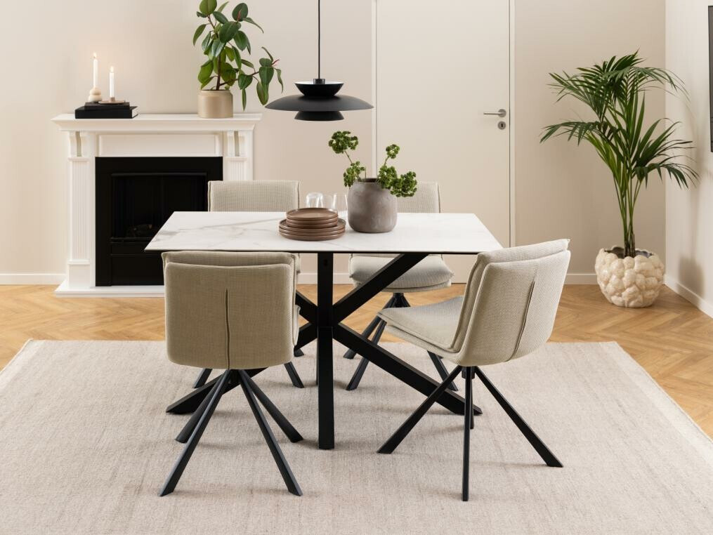 Asztal Norsica 918 (Fehér márvány + Fekete)