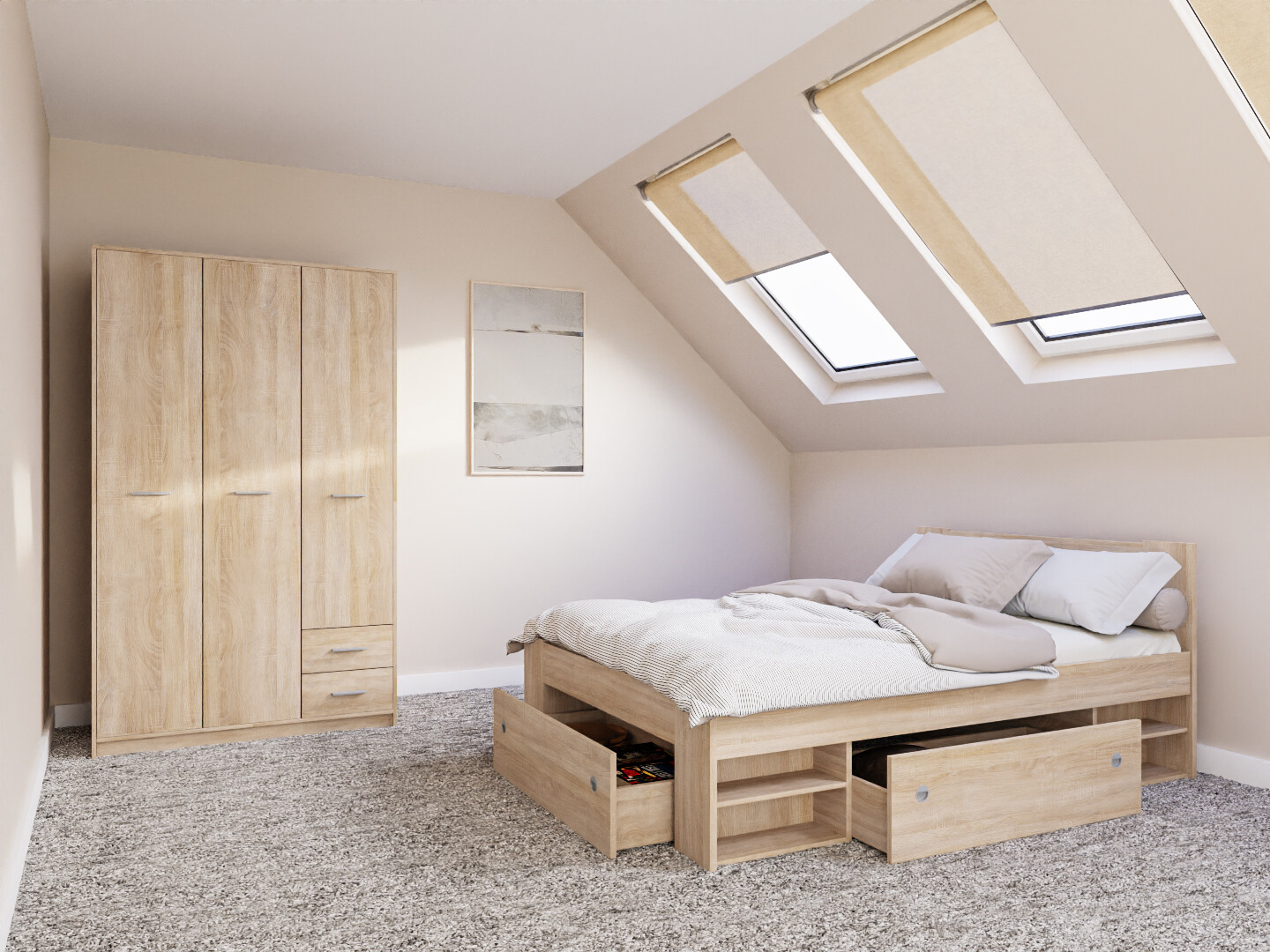 Hálószoba garnitúra Novsore 158 (Sonoma tölgy)