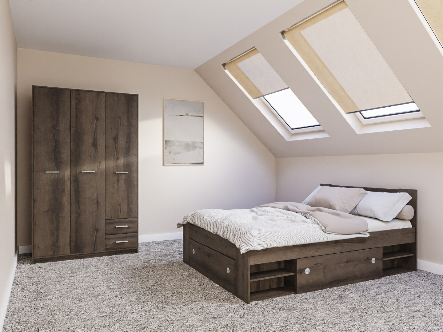 Hálószoba garnitúra Novsore 158 (Sötét tölgy)