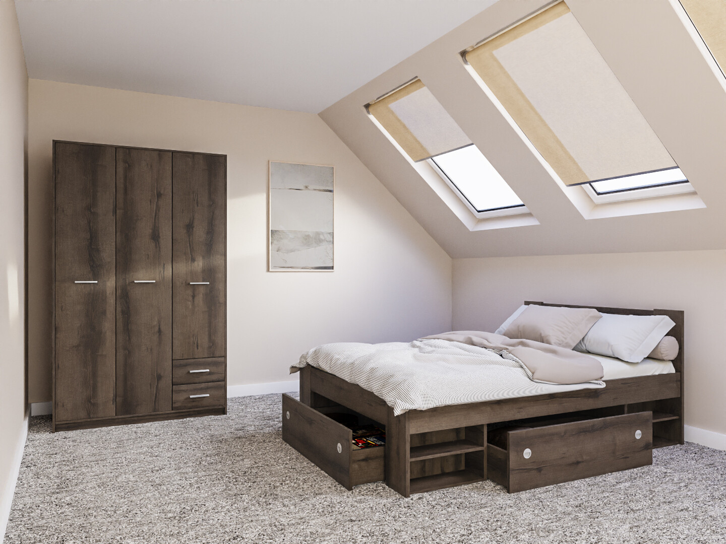 Hálószoba garnitúra Novsore 158 (Sötét tölgy)