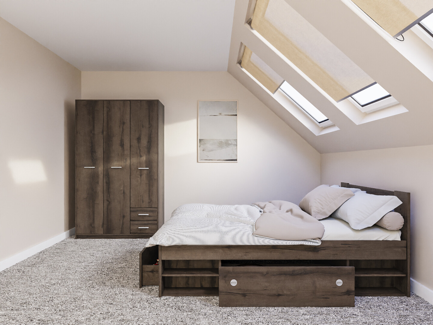 Hálószoba garnitúra Novsore 158 (Sötét tölgy)