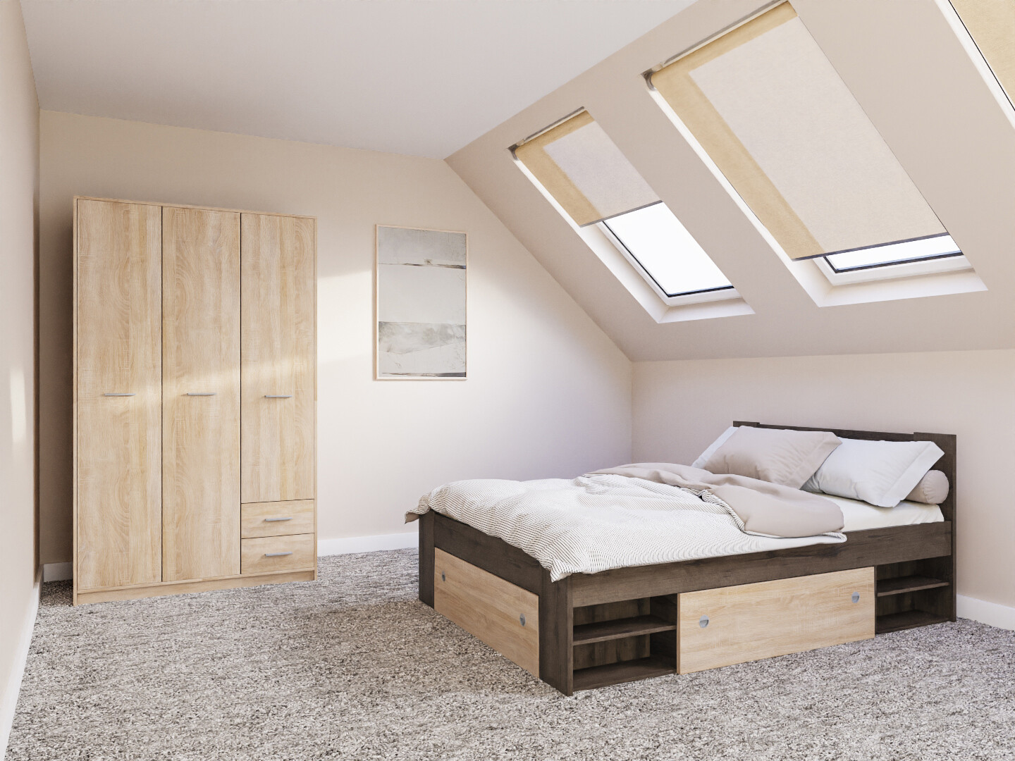 Hálószoba garnitúra Novsore 158 (Sötét tölgy)