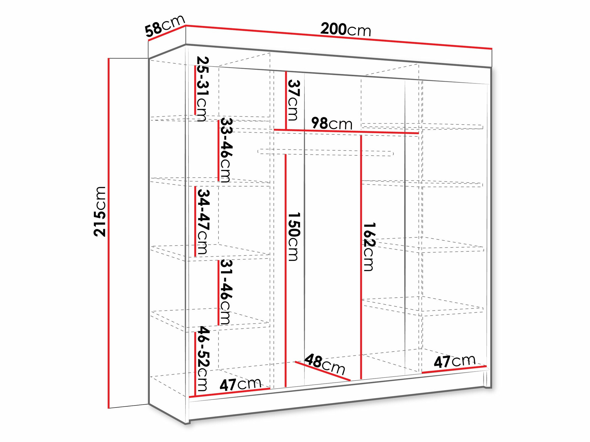 Gardróbszekrény Closico Durion III (Fekete)