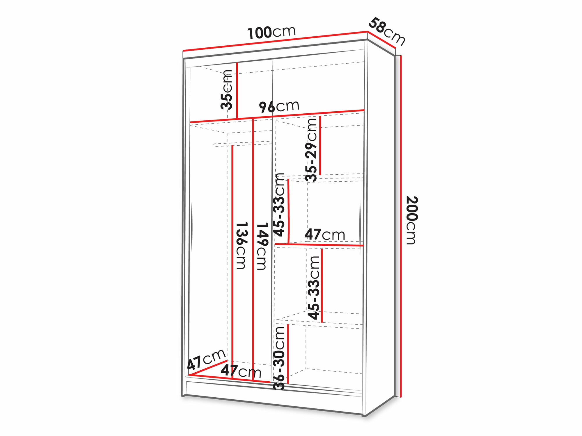 Gardróbszekrény Closico Structor VI (Fehér + Fekete)