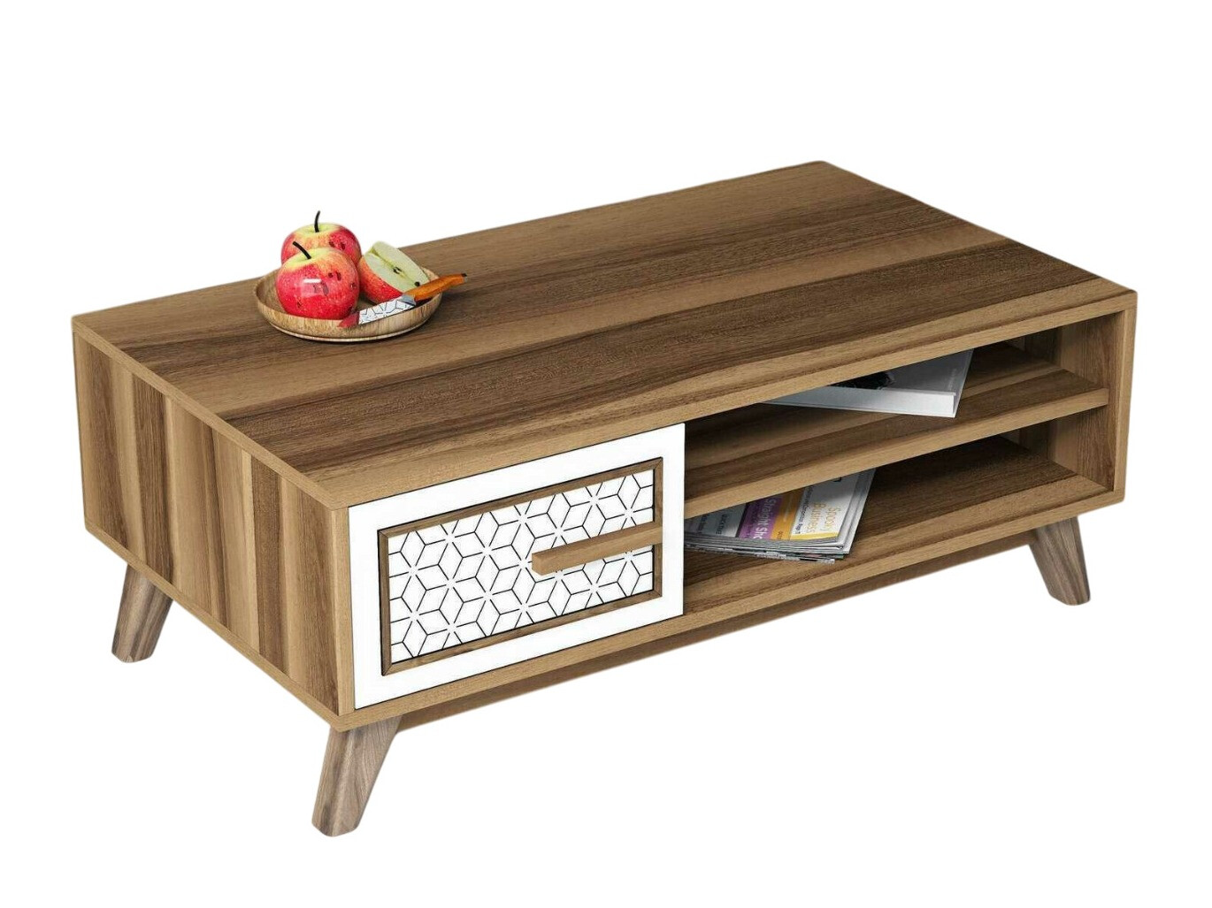 Dohányzóasztal Kailua 1274 (Fehér + Dió)