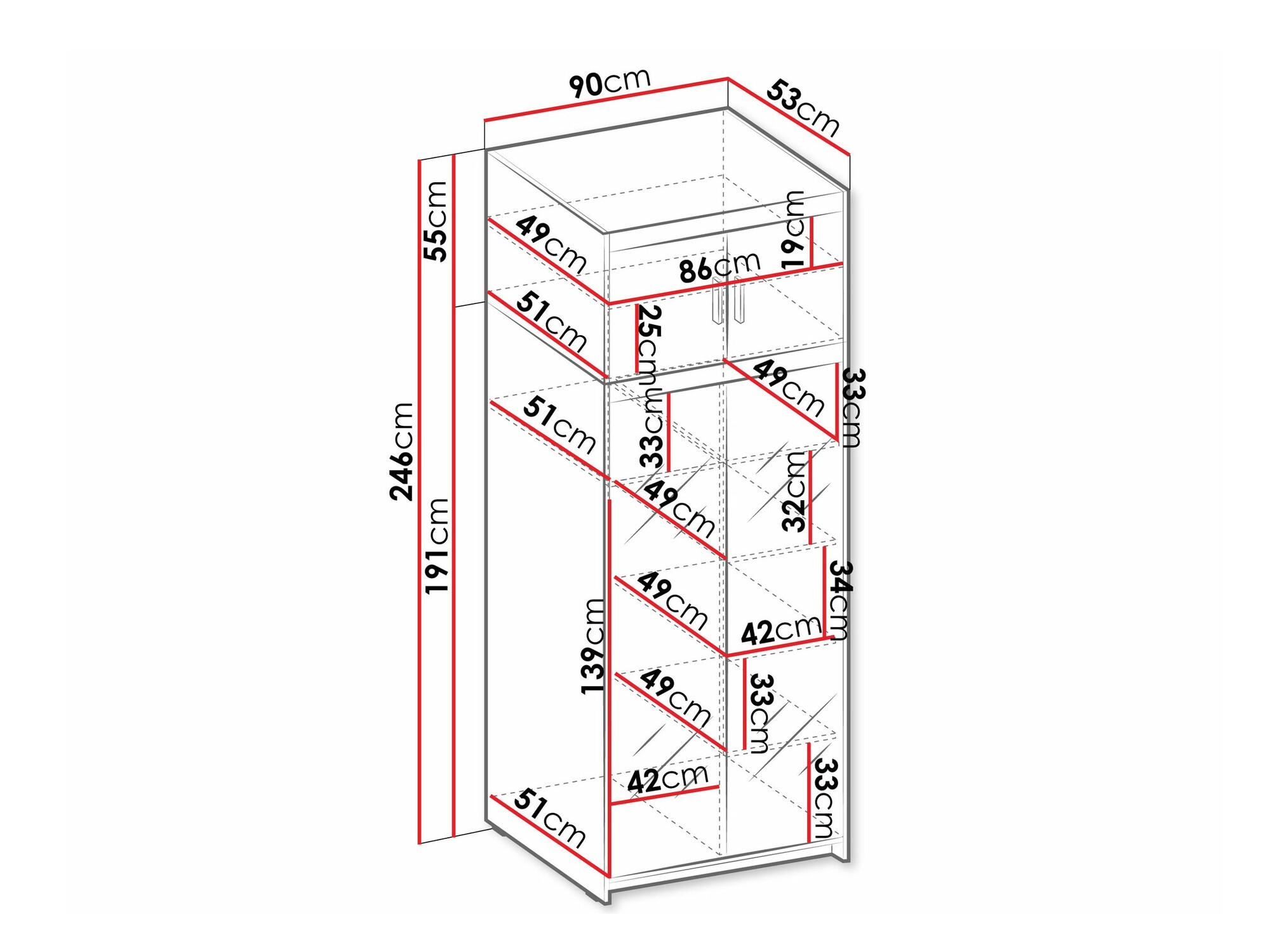Gardróbszekrény Novduni 119 (Sonoma tölgy)