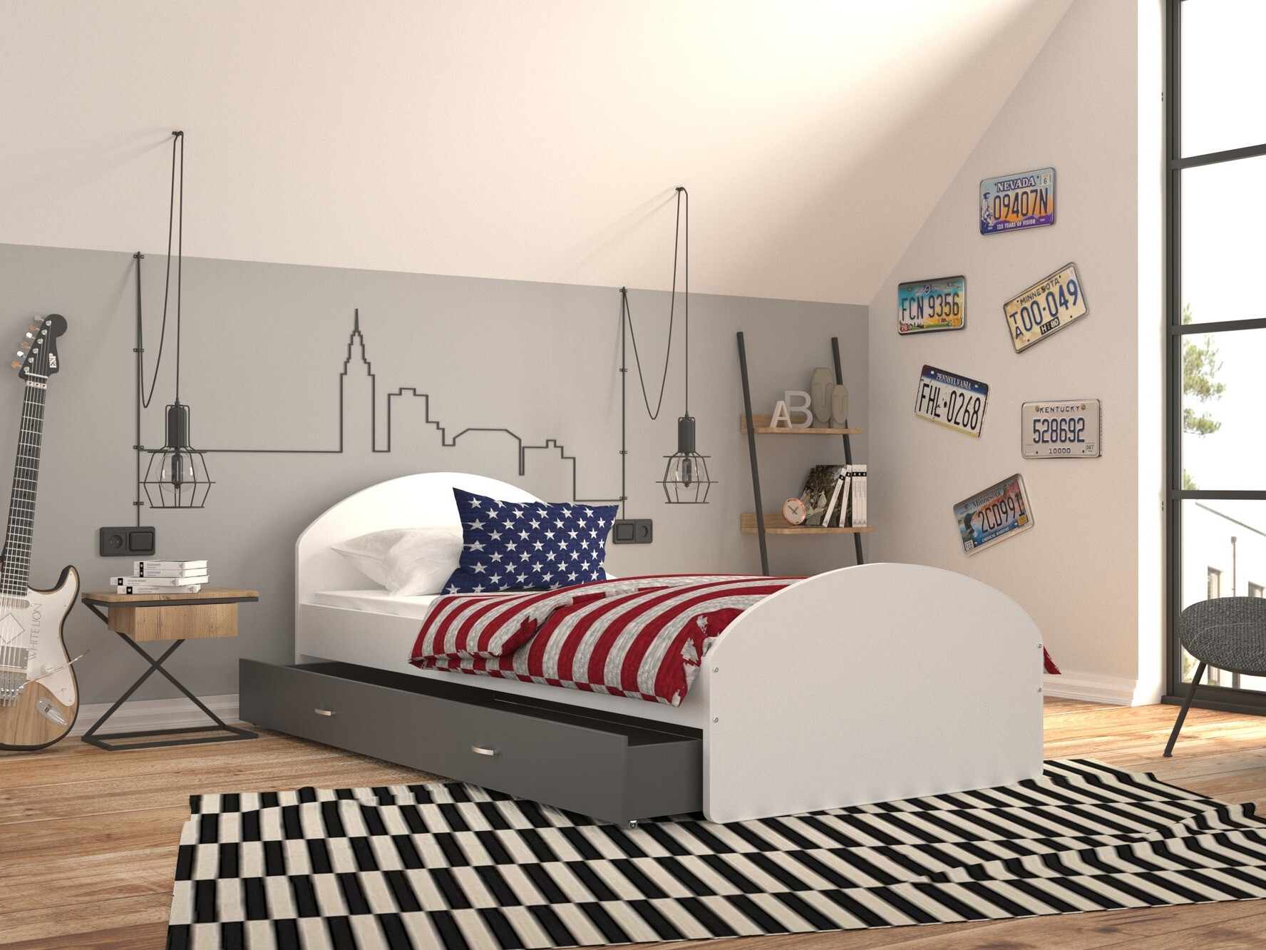 Ágy Aurora 177 (Fehér + Szürke)