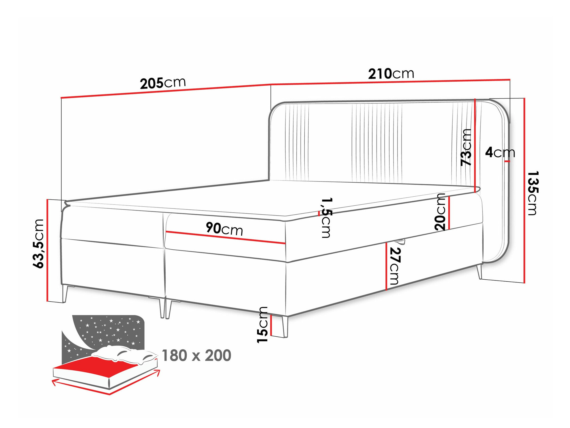 Kontinentális ágy Baltimore 196 (Magic Velvet 2239)