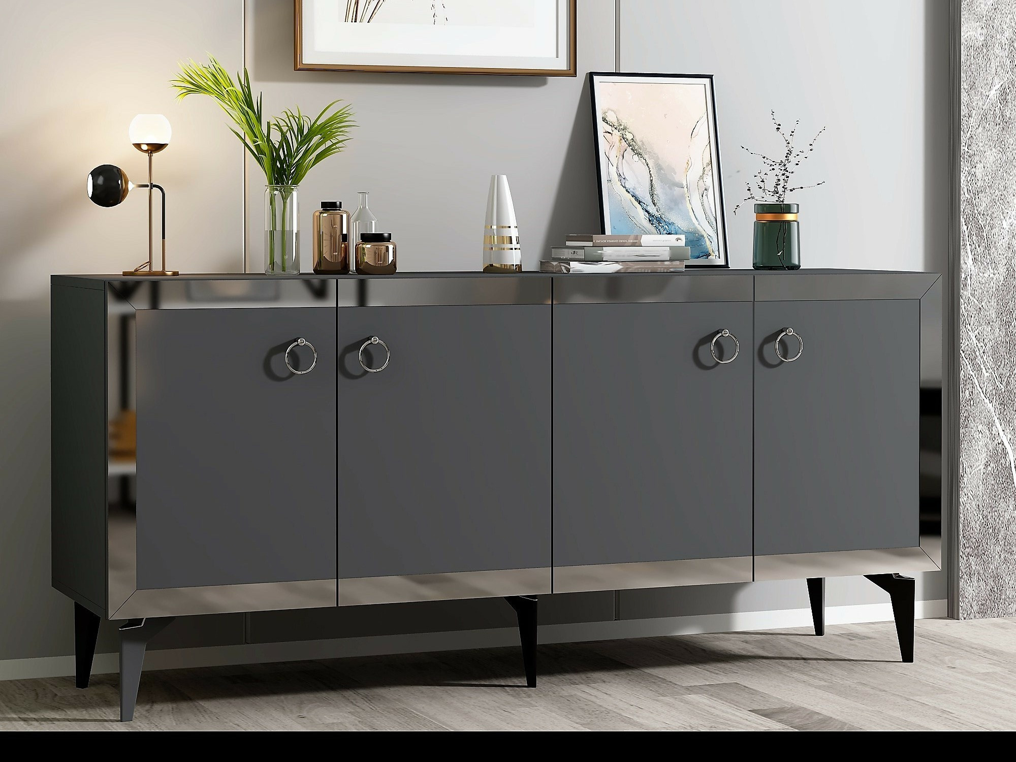 Szekrény Asheboro 169 (Antracit + Ezüst)