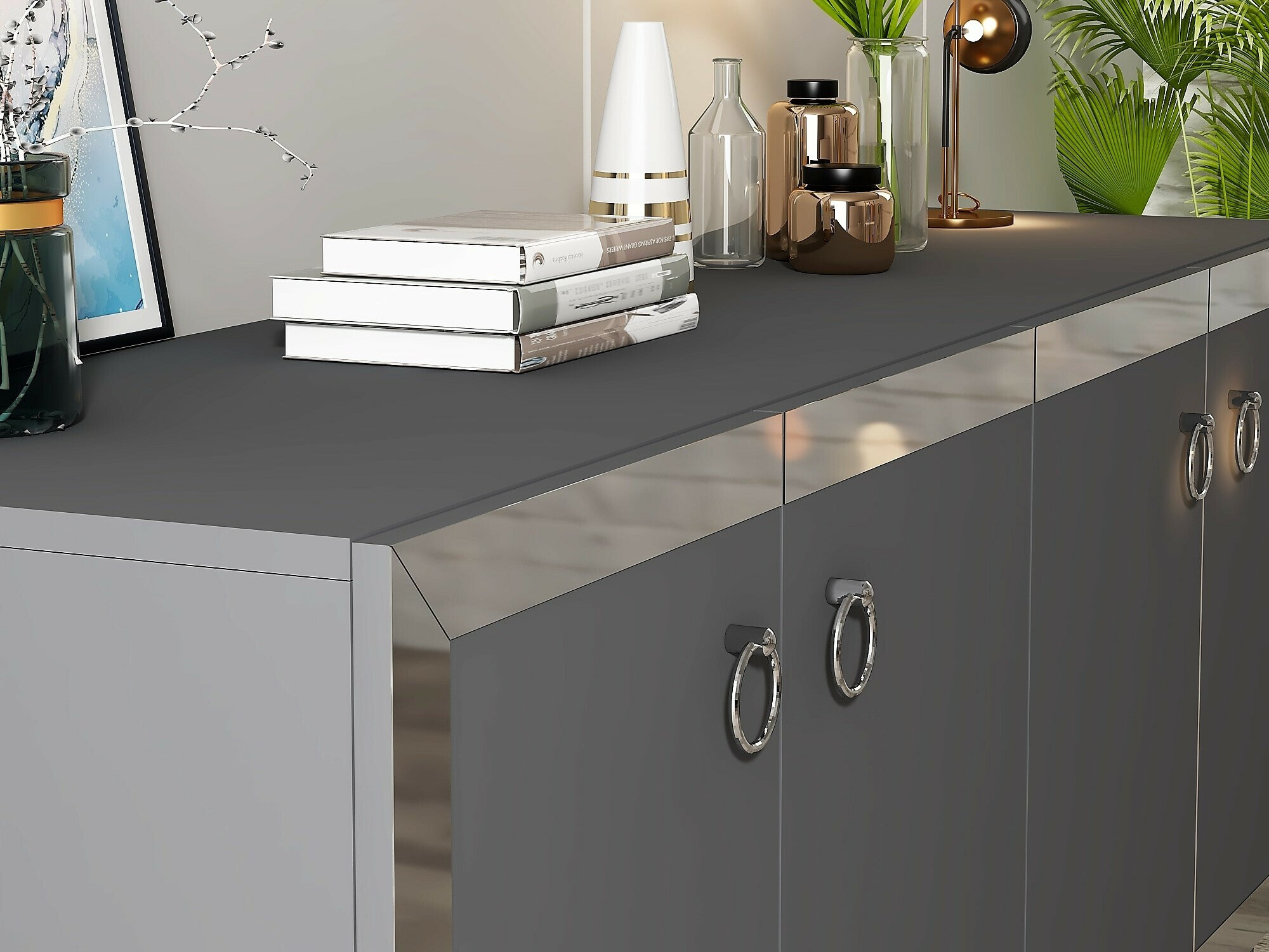 Szekrény Asheboro 169 (Antracit + Ezüst)