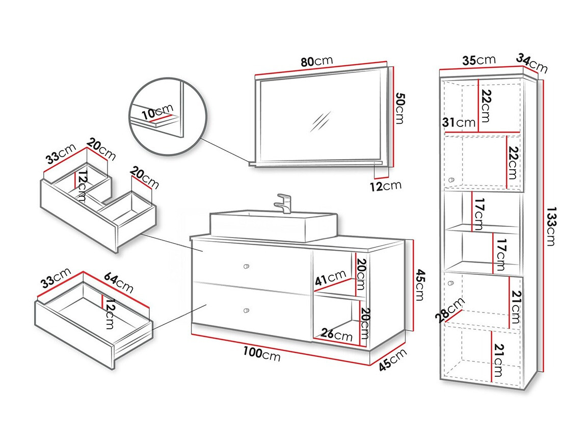 Fürdőszobai garnitúra Ophruvi 101 (Fekete)