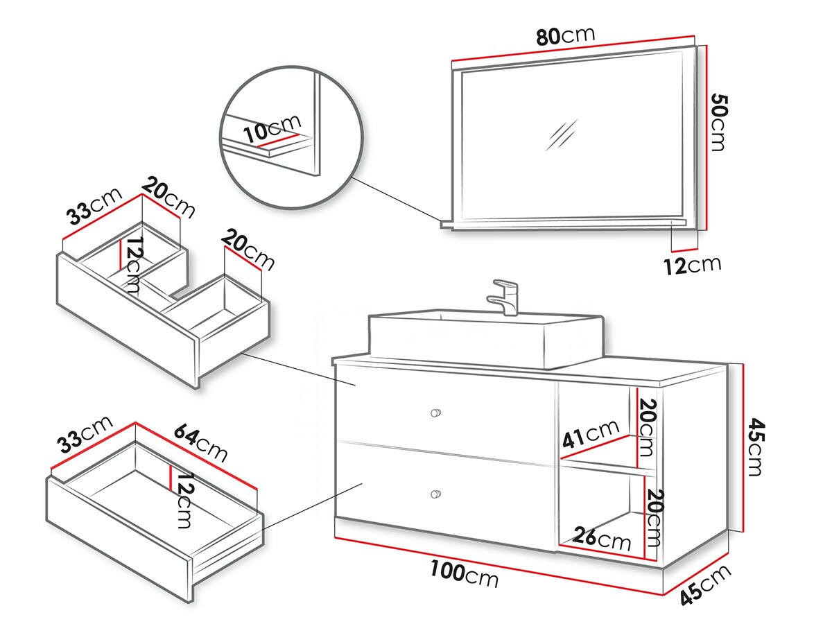 Fürdőszobai garnitúra Salus I (Fekete + Fekete márvány)