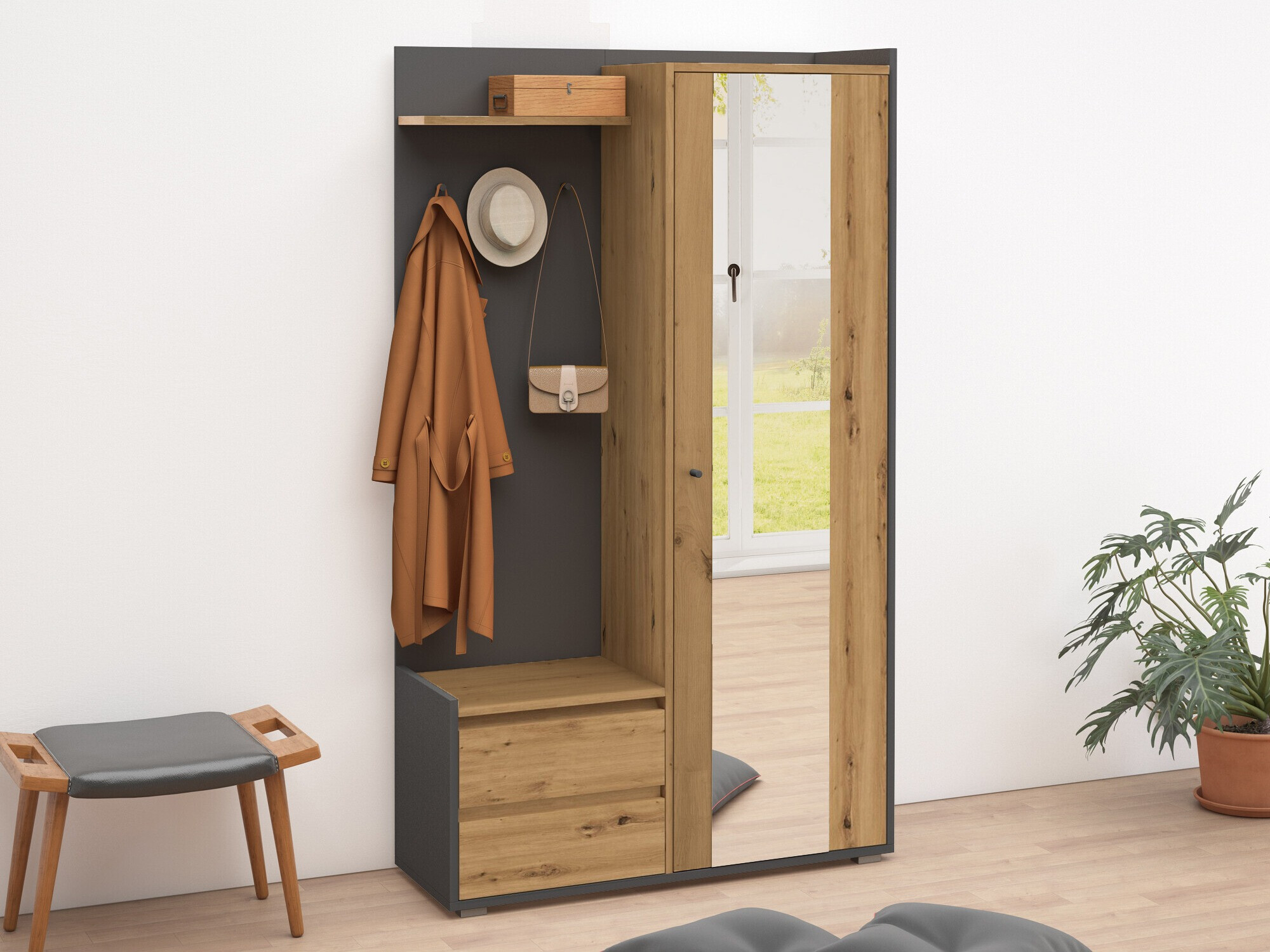 Előszoba garnitúra Denton 1446 (Antracit + Tölgy)