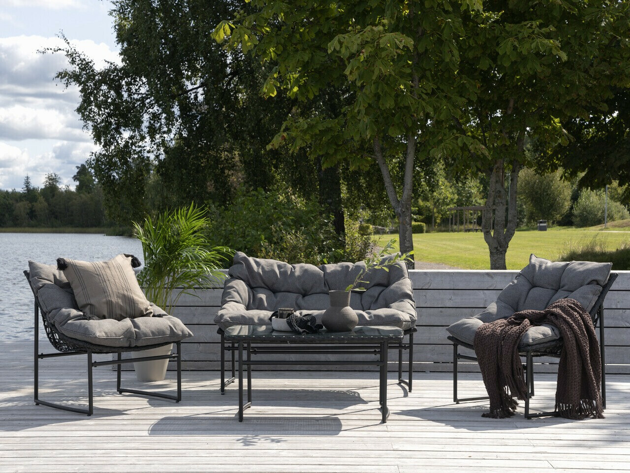 Kerti bútor Dallas 4732 (Fekete + Szürke)