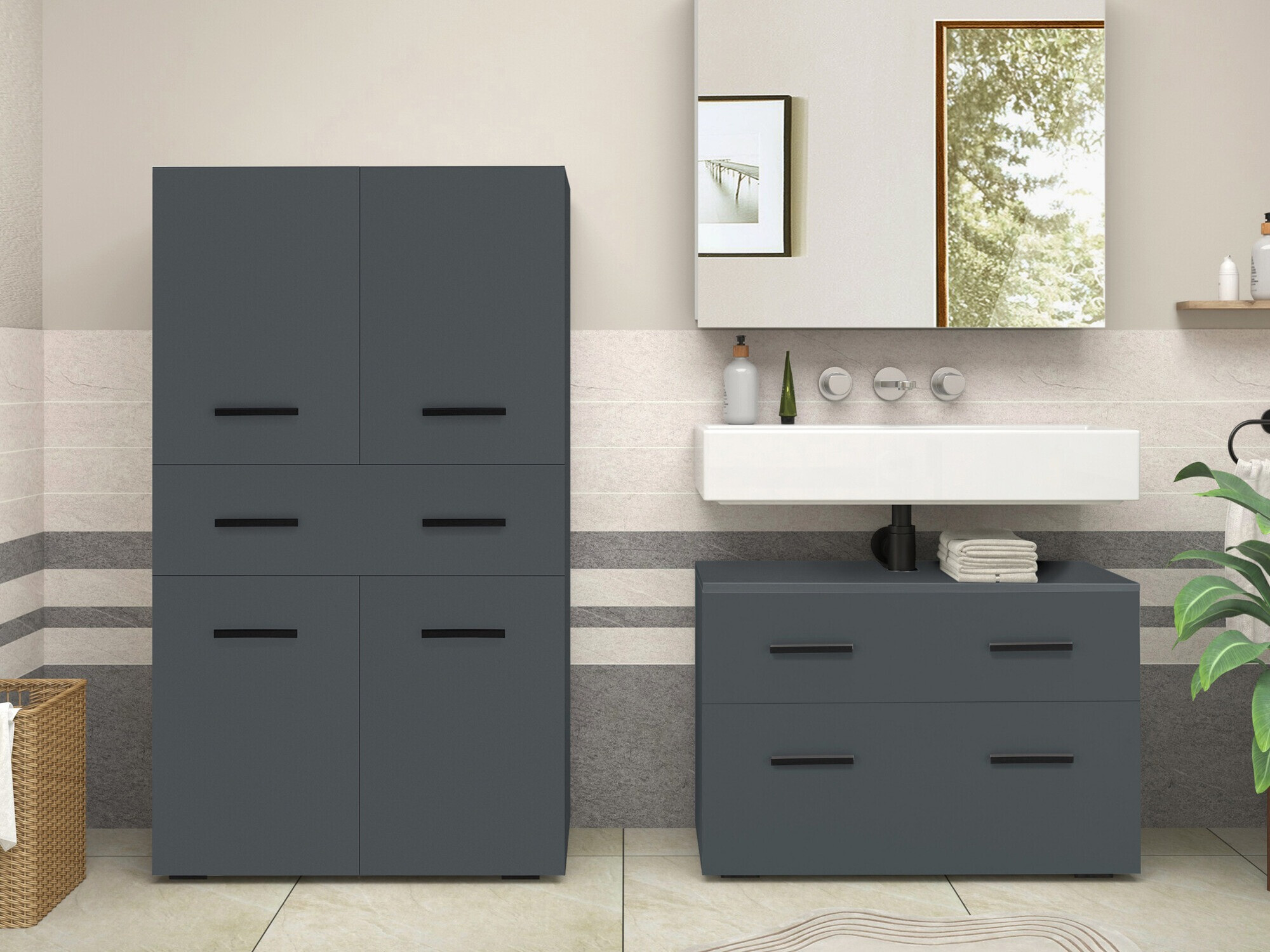 Álló fürdőszoba szekrény Larlori 106 (Antracit)