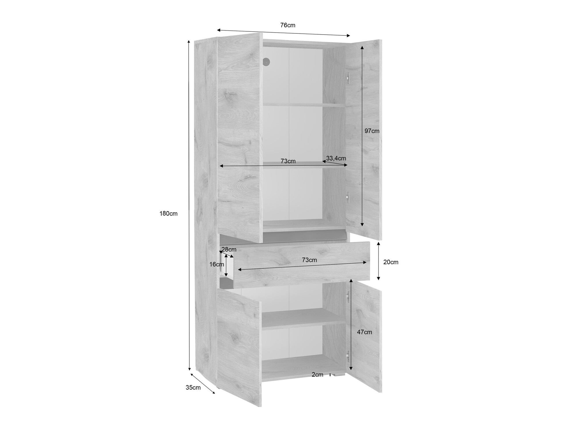 Álló fürdőszoba szekrény Soncamu 113 (Fehér + Antracit)