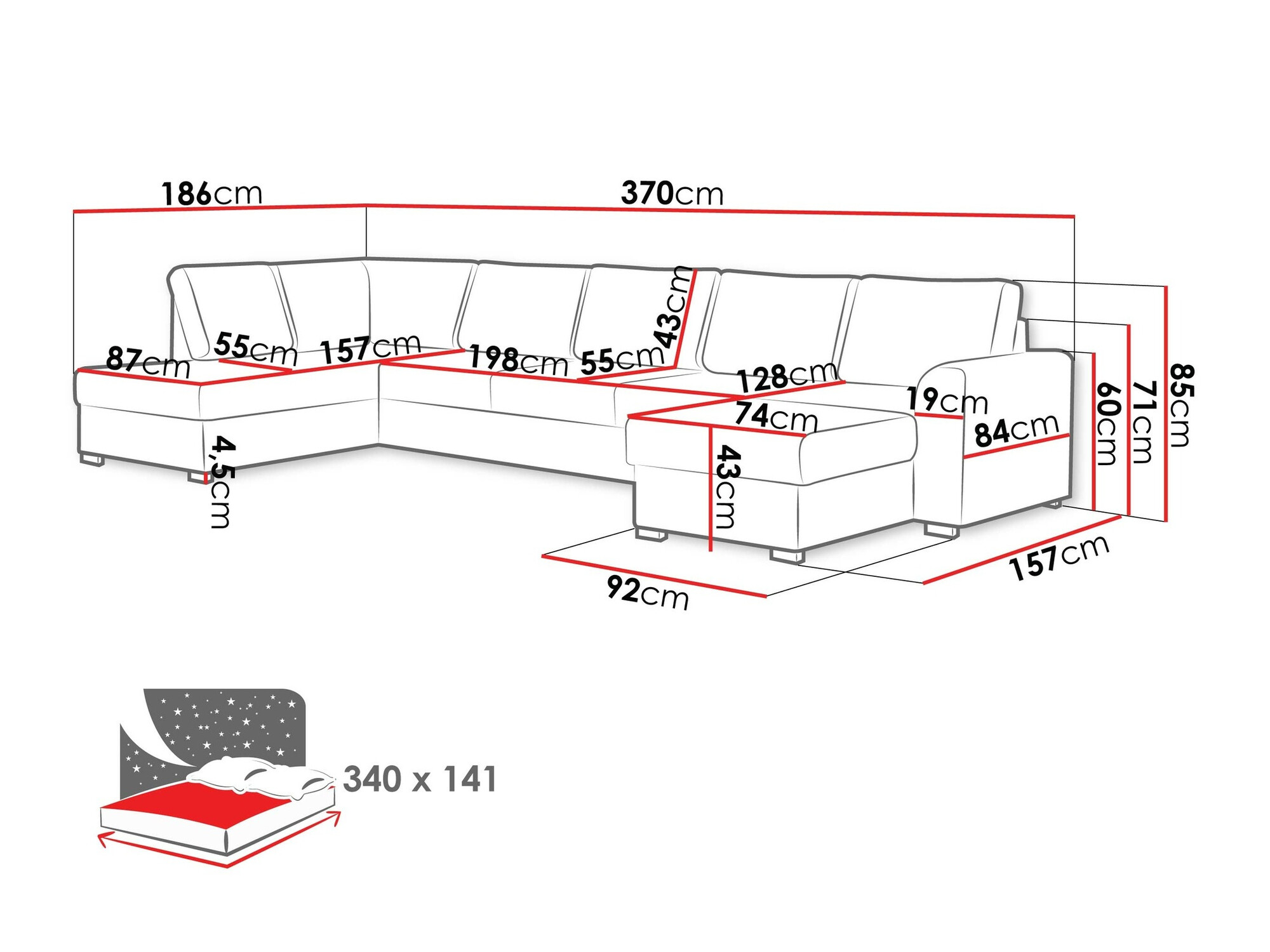 Sarokkanapé Comfivo 191 (Soft 017 + Lux 06)