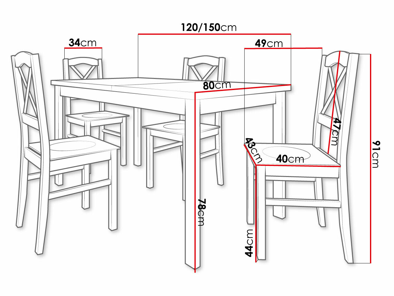 Étkezőgarnitúra Victorville 280 (Fekete + Grandson tölgy)