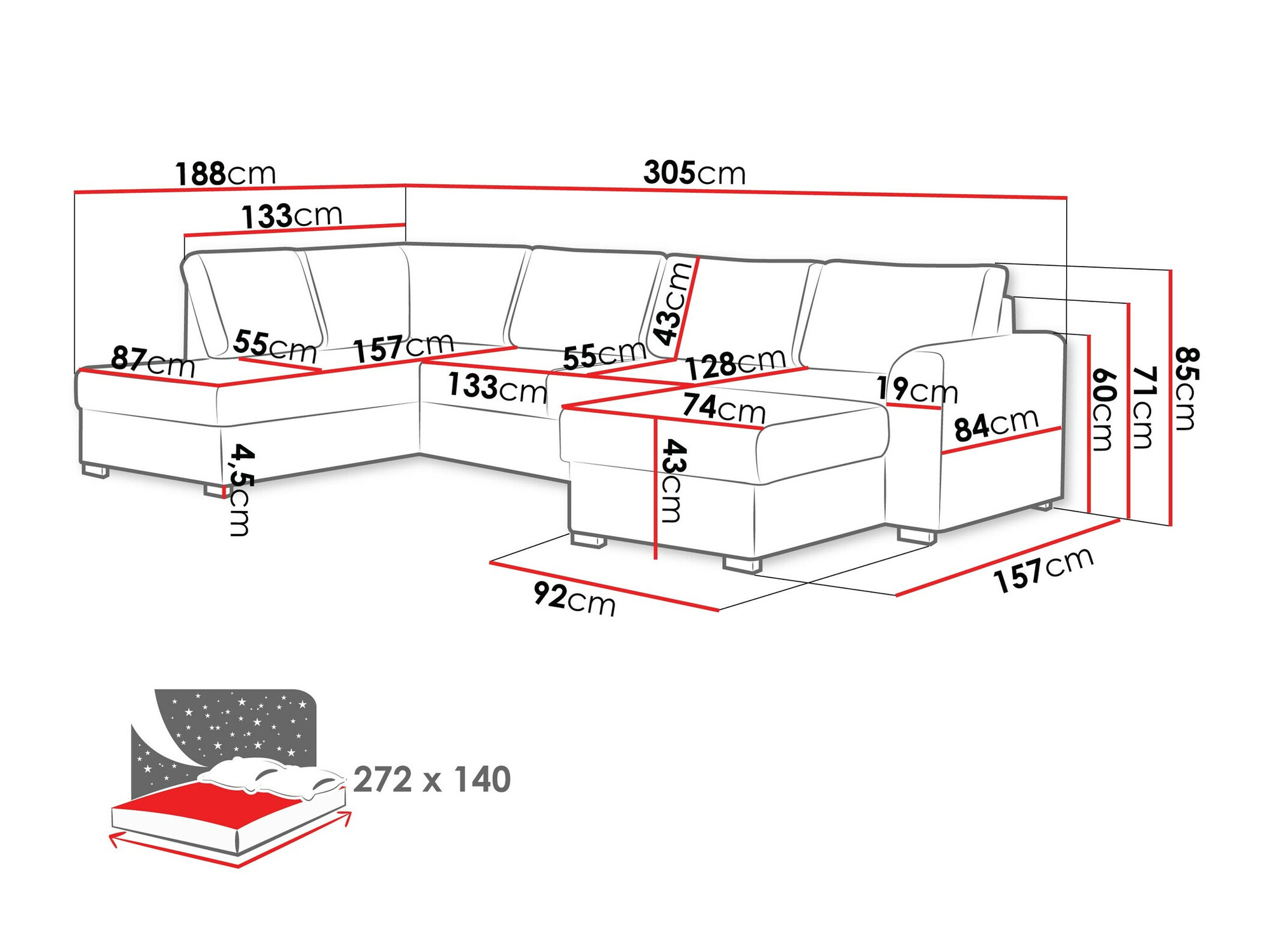 Sarokkanapé Comfivo 189 (Coral 55)