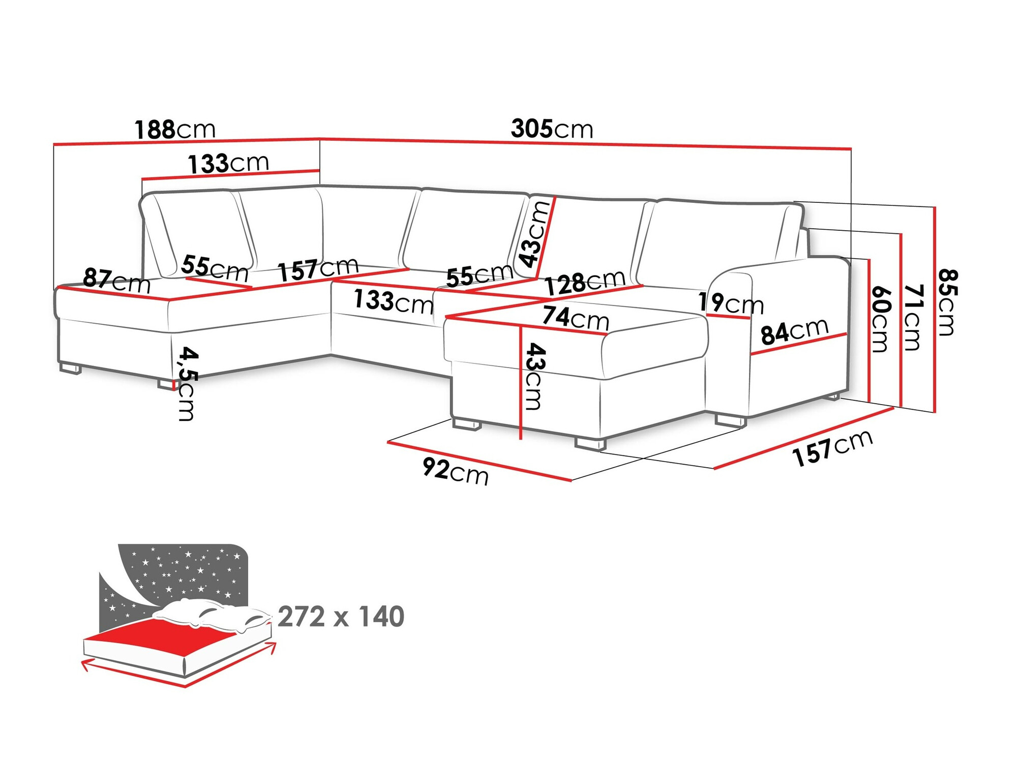 Sarokkanapé Comfivo 189 (Magic Velvet 2219 + Venus Velvet 2926)