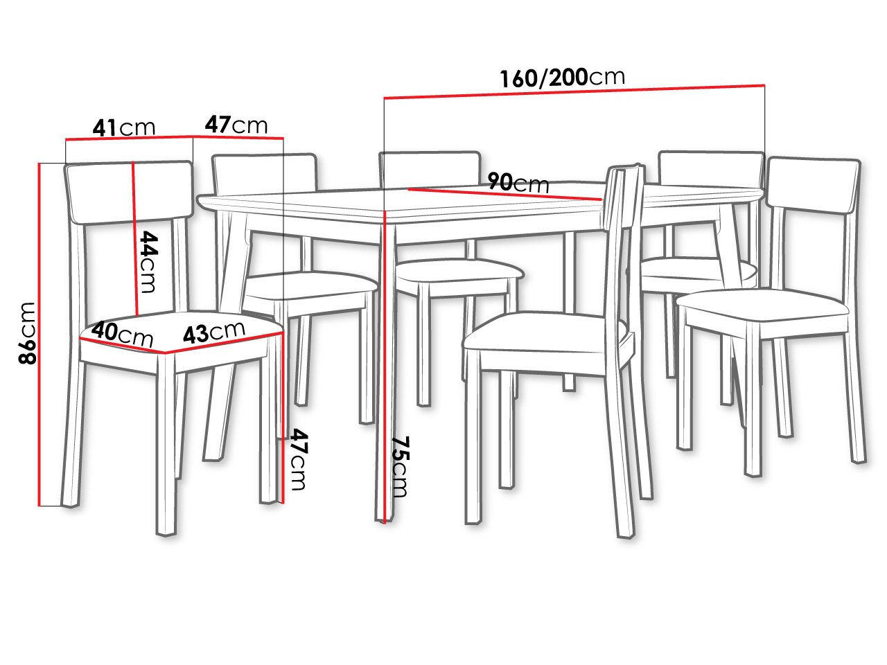 Étkezőgarnitúra Victorville 350 (Fehér)