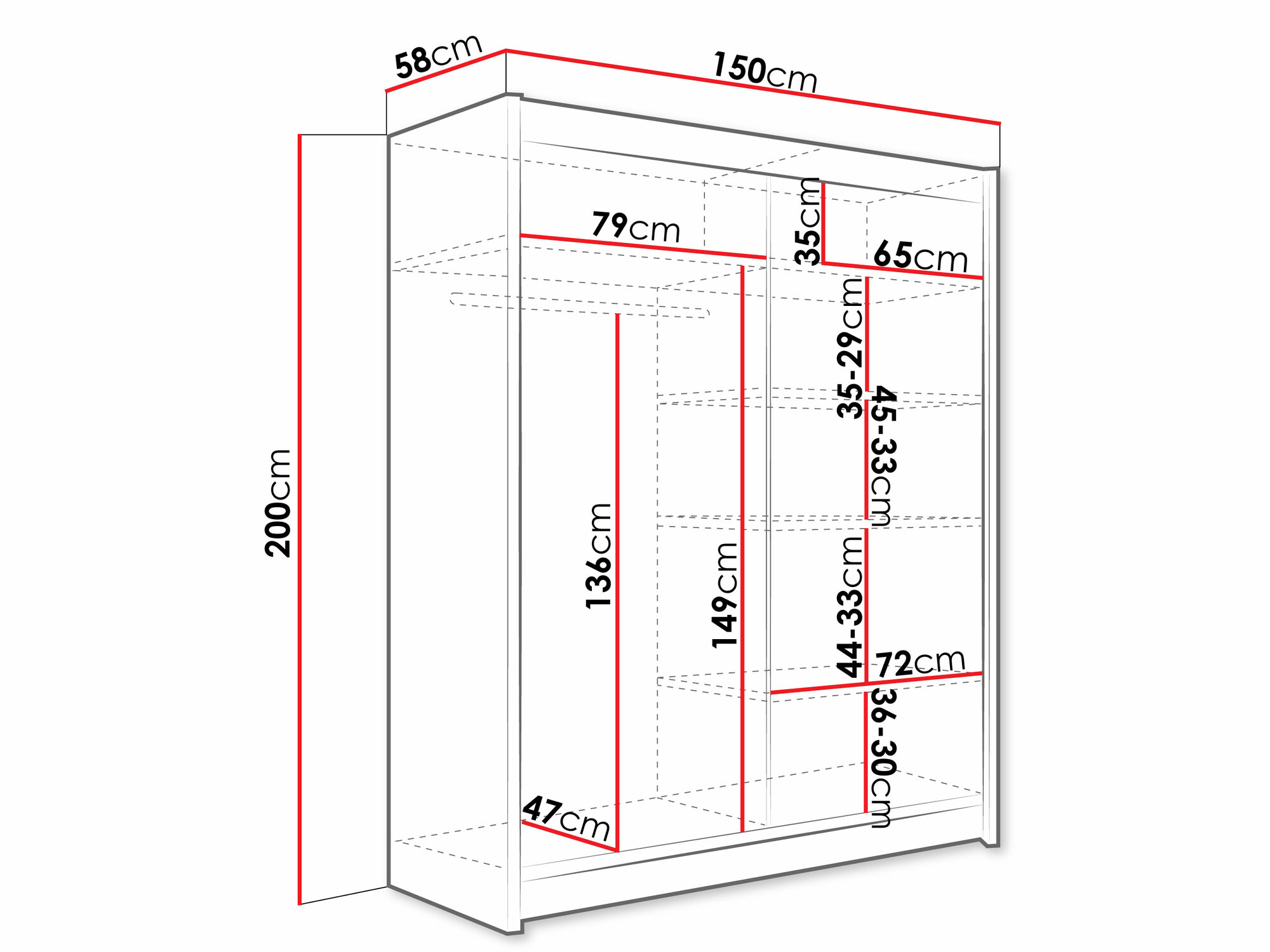 Gardróbszekrény Closico 112 (Fehér)